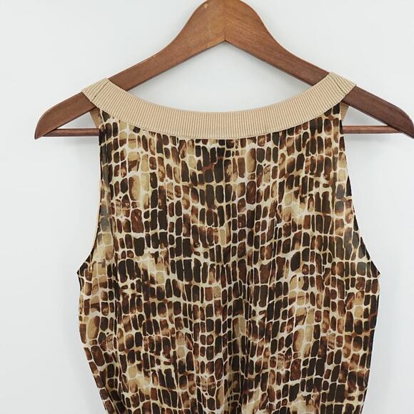 St John Top Women S Brown Animal Print Sleeveless - Picture 6 of 13